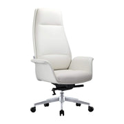 Summit High-Back Conference Office Chair with Aluminum Frame White Office Chair Leisuremod