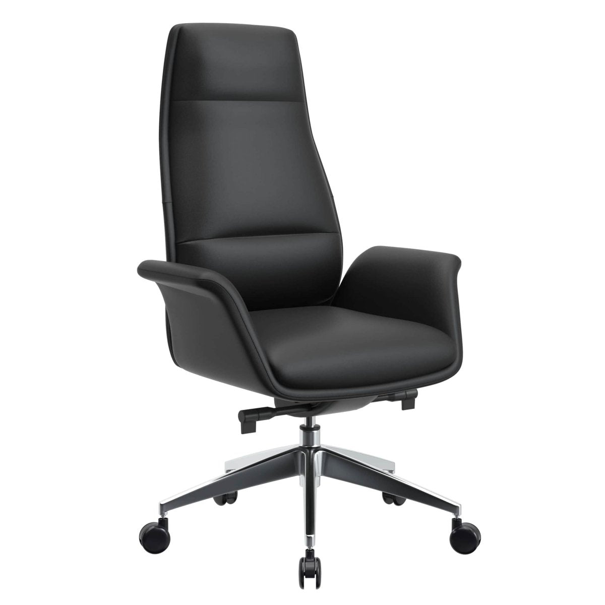 Summit High-Back Conference Office Chair with Aluminum Frame Black Office Chair Leisuremod