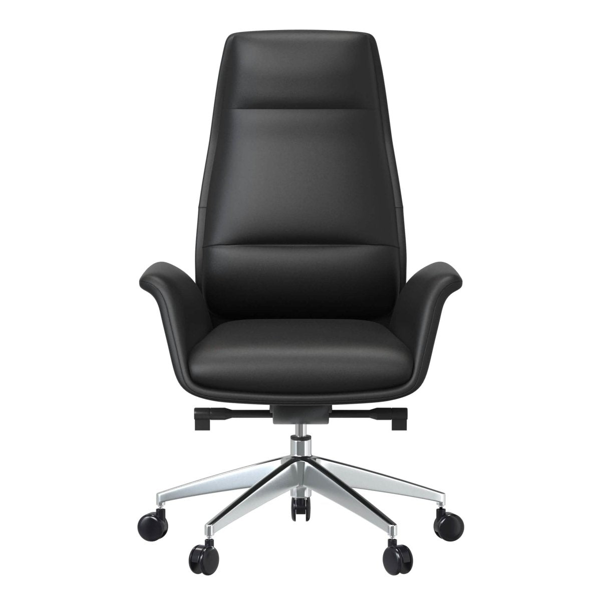 Summit High-Back Conference Office Chair with Aluminum Frame Black Office Chair Leisuremod