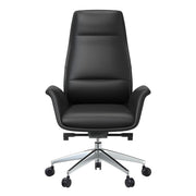 Summit High-Back Conference Office Chair with Aluminum Frame Black Office Chair Leisuremod