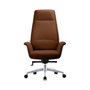 Summit High-Back Conference Office Chair with Aluminum Frame Dark Brown Office Chair Leisuremod