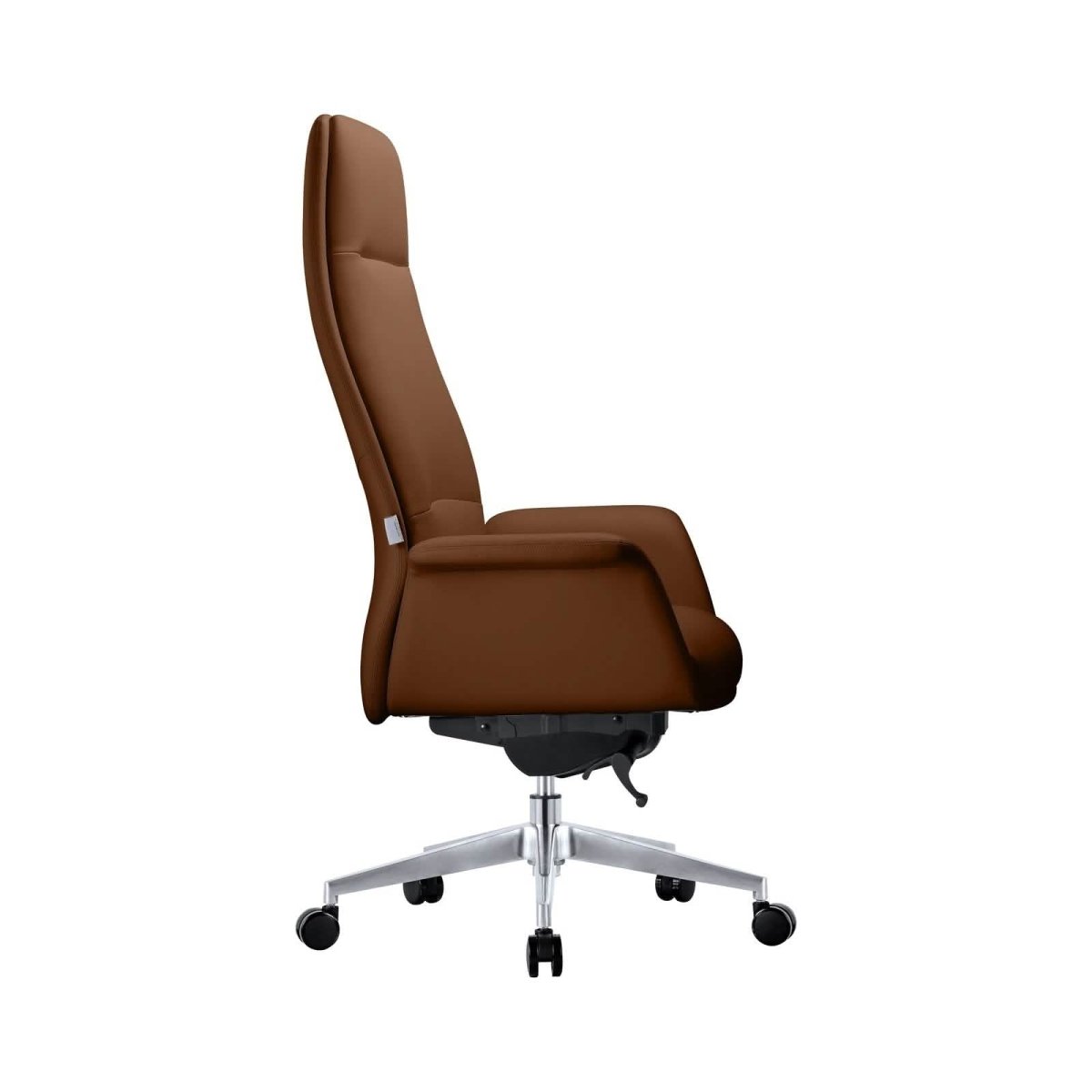 Summit High-Back Conference Office Chair with Aluminum Frame Dark Brown Office Chair Leisuremod
