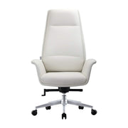 Summit High-Back Conference Office Chair with Aluminum Frame White Office Chair Leisuremod