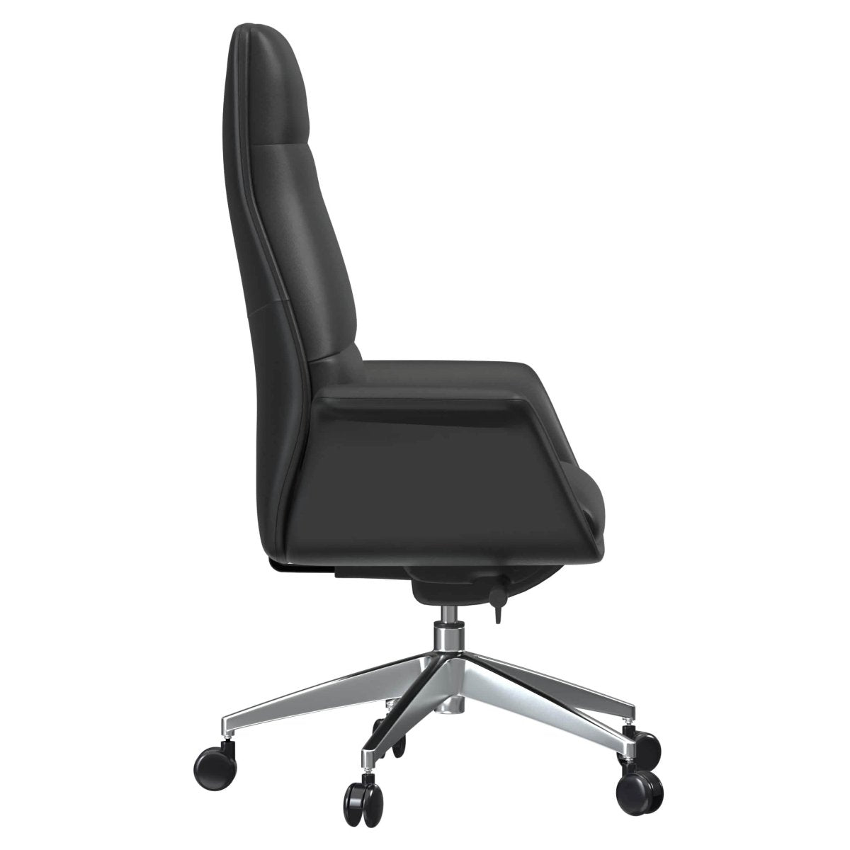 Summit High-Back Conference Office Chair with Aluminum Frame Black Office Chair Leisuremod