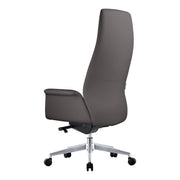 Summit High-Back Conference Office Chair with Aluminum Frame Grey Office Chair Leisuremod