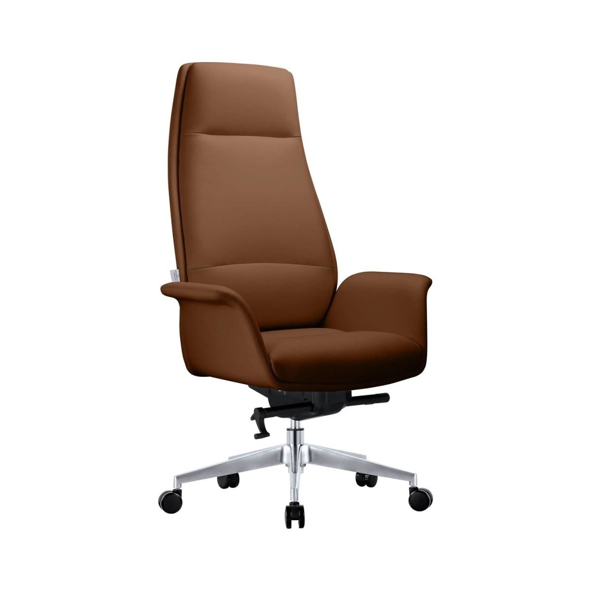 Summit High-Back Conference Office Chair with Aluminum Frame Dark Brown Office Chair Leisuremod