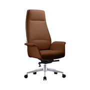 Summit High-Back Conference Office Chair with Aluminum Frame Dark Brown Office Chair Leisuremod