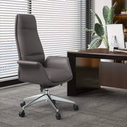 Summit High-Back Conference Office Chair with Aluminum Frame Grey Office Chair Leisuremod