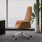 Summit High-Back Conference Office Chair with Aluminum Frame Acorn Brown Office Chair Leisuremod