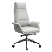 Summit High-Back Conference Office Chair with Aluminum Frame White Office Chair Leisuremod