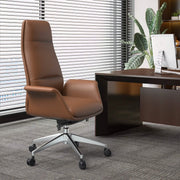 Summit High-Back Conference Office Chair with Aluminum Frame Dark Brown Office Chair Leisuremod