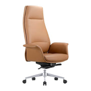 Summit High-Back Conference Office Chair with Aluminum Frame Acorn Brown Office Chair Leisuremod