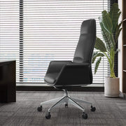 Summit High-Back Conference Office Chair with Aluminum Frame Black Office Chair Leisuremod