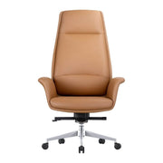 Summit High-Back Conference Office Chair with Aluminum Frame Acorn Brown Office Chair Leisuremod