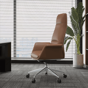 Summit High-Back Conference Office Chair with Aluminum Frame Dark Brown Office Chair Leisuremod