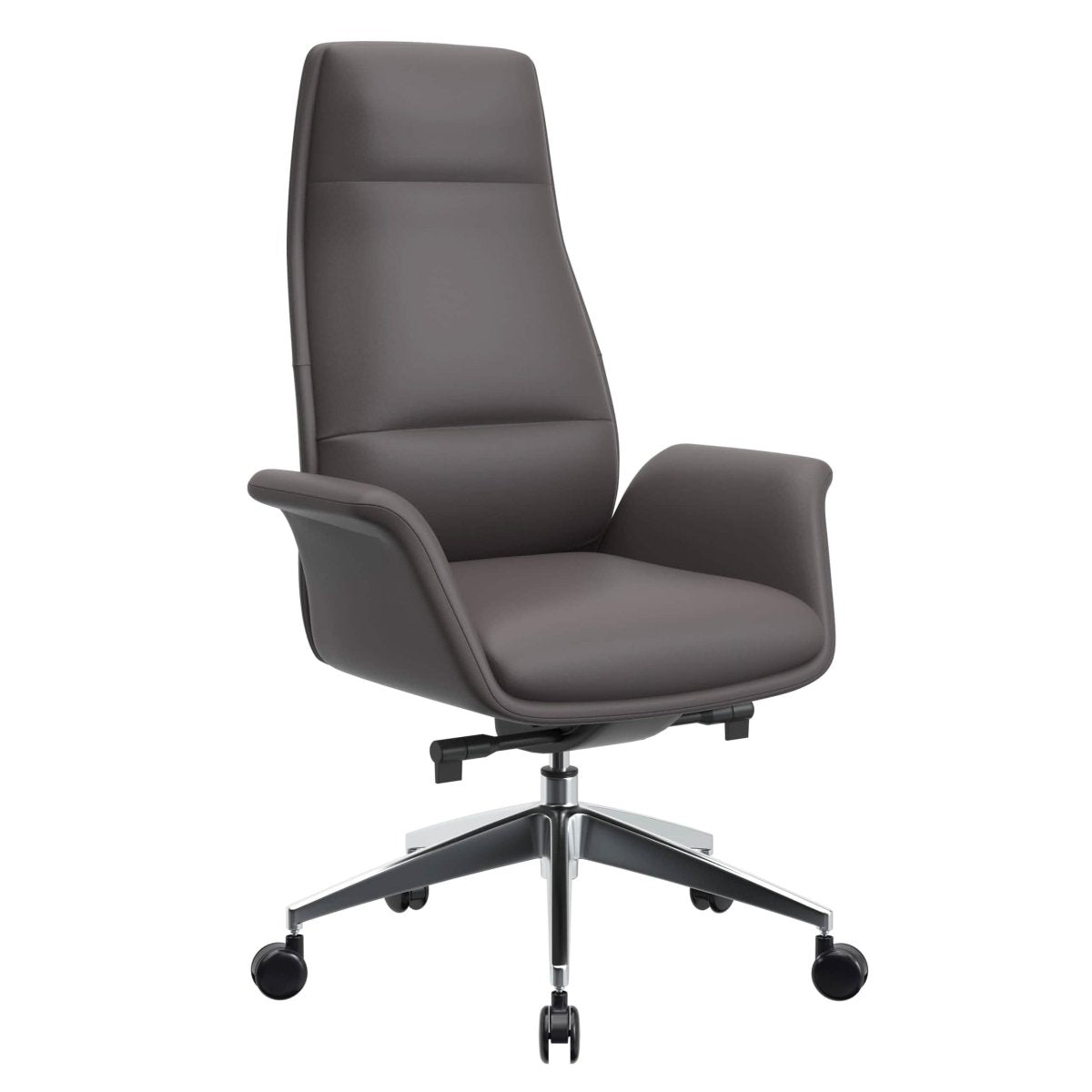 Summit High-Back Conference Office Chair with Aluminum Frame Grey Office Chair Leisuremod