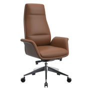 Summit High-Back Conference Office Chair with Aluminum Frame Dark Brown Office Chair Leisuremod