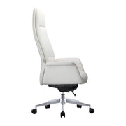 Summit High-Back Conference Office Chair with Aluminum Frame White Office Chair Leisuremod