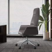 Summit High-Back Conference Office Chair with Aluminum Frame Grey Office Chair Leisuremod