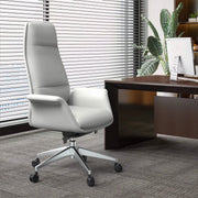 Summit High-Back Conference Office Chair with Aluminum Frame White Office Chair Leisuremod