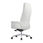 Summit High-Back Conference Office Chair with Aluminum Frame White Office Chair Leisuremod