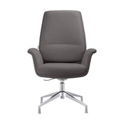 Summit Office Chair in Leather and Aluminum Frame with Adjustable Height and Swivel Grey Office Chair Leisuremod