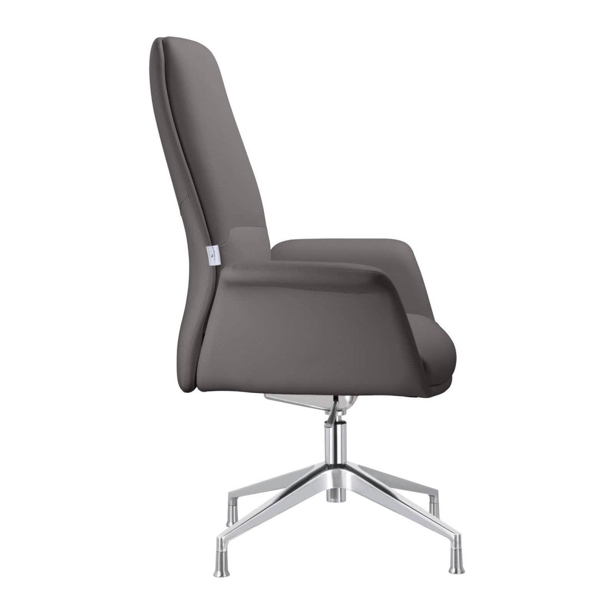 Summit Office Chair in Leather and Aluminum Frame with Adjustable Height and Swivel Grey Office Chair Leisuremod