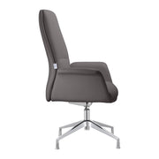 Summit Office Chair in Leather and Aluminum Frame with Adjustable Height and Swivel Grey Office Chair Leisuremod