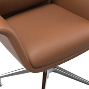 Summit Office Chair in Leather and Aluminum Frame with Adjustable Height and Swivel Dark Brown Office Chair Leisuremod