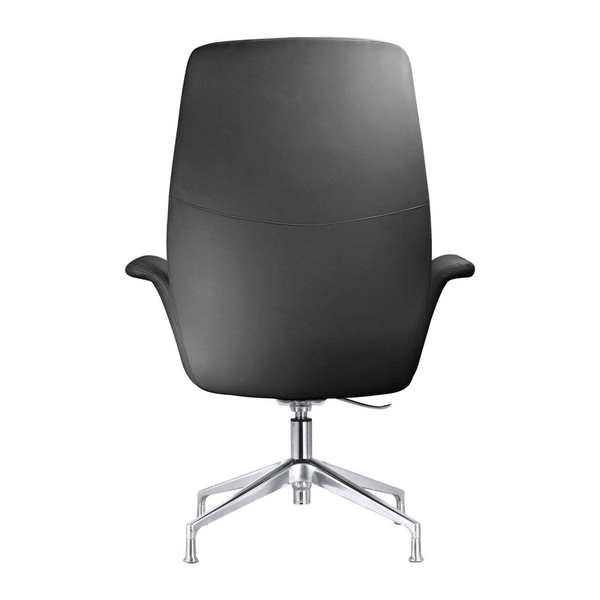 Summit Office Chair in Leather and Aluminum Frame with Adjustable Height and Swivel Black Office Chair Leisuremod