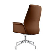 Summit Office Chair in Leather and Aluminum Frame with Adjustable Height and Swivel Dark Brown Office Chair Leisuremod