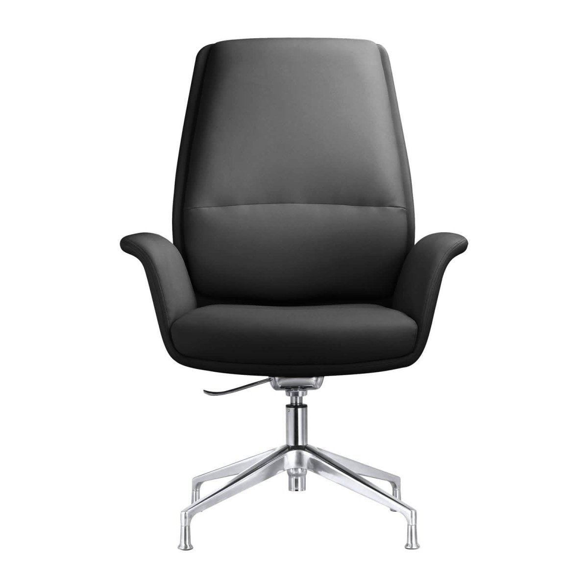 Summit Office Chair in Leather and Aluminum Frame with Adjustable Height and Swivel Black Office Chair Leisuremod