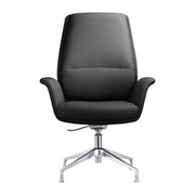 Summit Office Chair in Leather and Aluminum Frame with Adjustable Height and Swivel Black Office Chair Leisuremod