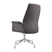 Summit Office Chair in Leather and Aluminum Frame with Adjustable Height and Swivel Grey Office Chair Leisuremod