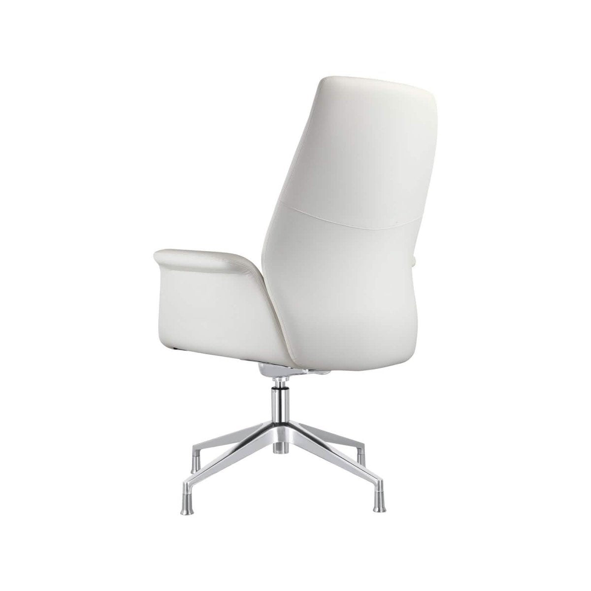 Summit Office Chair in Leather and Aluminum Frame with Adjustable Height and Swivel White Office Chair Leisuremod