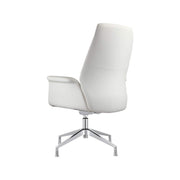 Summit Office Chair in Leather and Aluminum Frame with Adjustable Height and Swivel White Office Chair Leisuremod