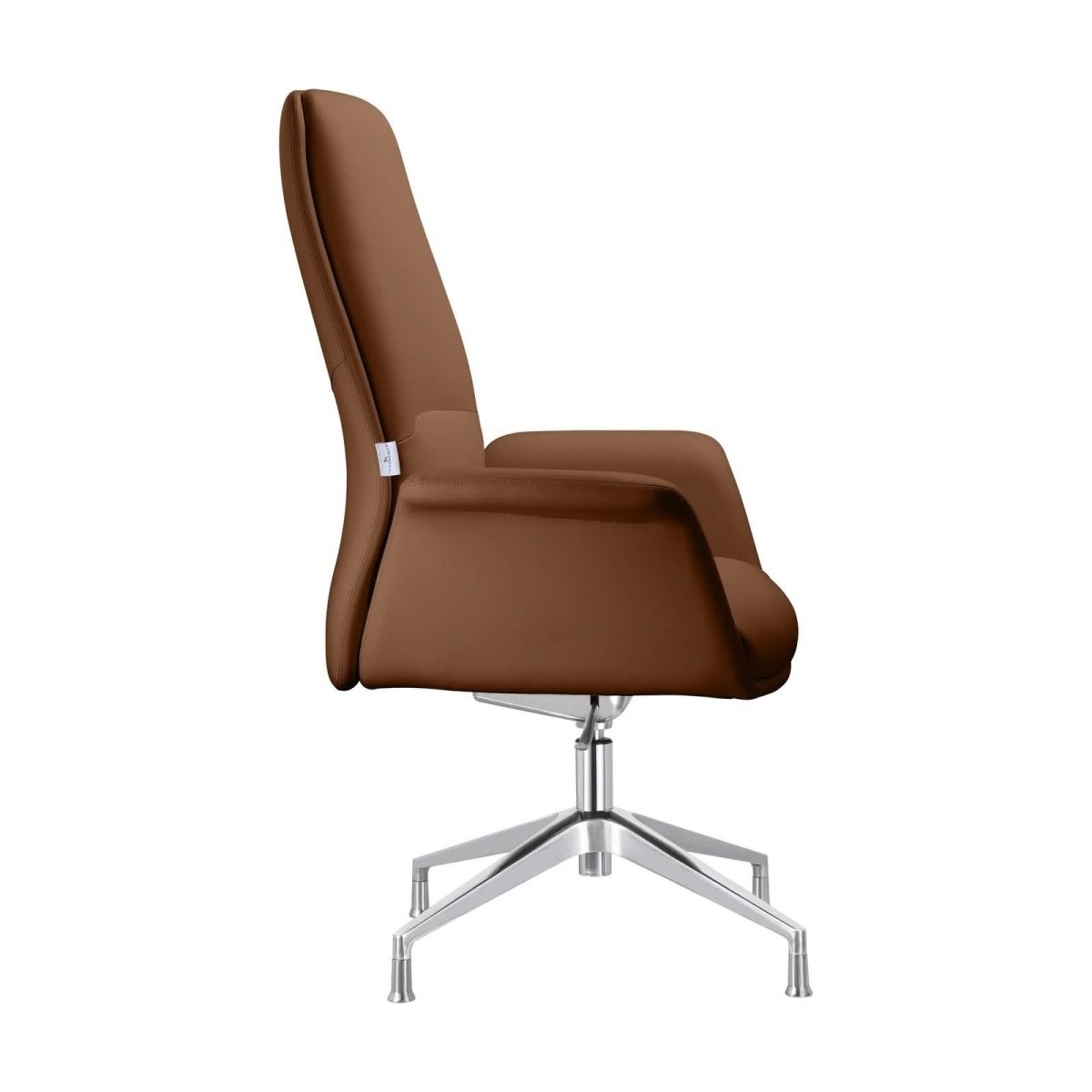 Summit Office Chair in Leather and Aluminum Frame with Adjustable Height and Swivel Dark Brown Office Chair Leisuremod