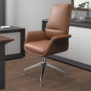 Summit Office Chair in Leather and Aluminum Frame with Adjustable Height and Swivel Dark Brown Office Chair Leisuremod