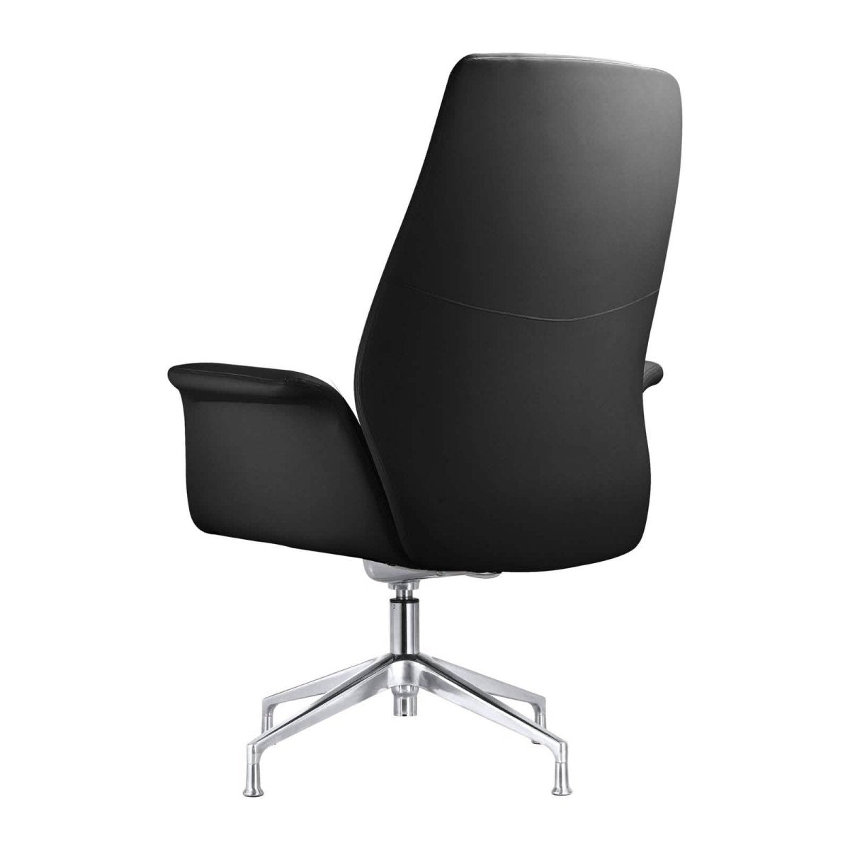 Summit Office Chair in Leather and Aluminum Frame with Adjustable Height and Swivel Black Office Chair Leisuremod