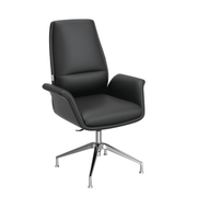 Summit Office Chair in Leather and Aluminum Frame with Adjustable Height and Swivel Black Office Chair Leisuremod