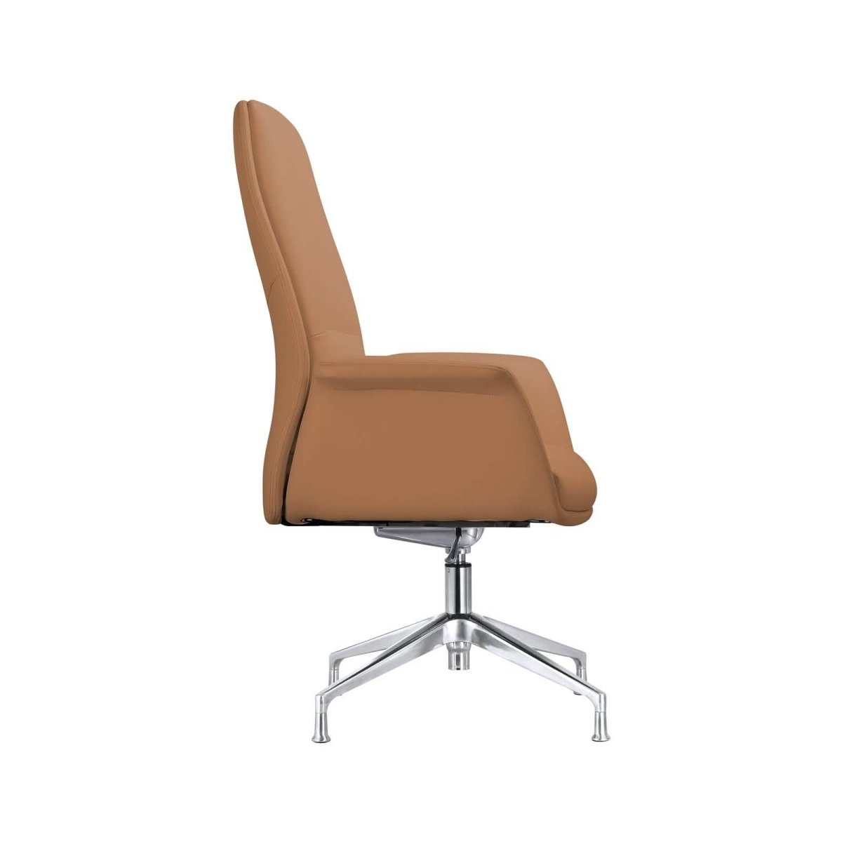 Summit Office Chair in Leather and Aluminum Frame with Adjustable Height and Swivel Acorn Brown Office Chair Leisuremod