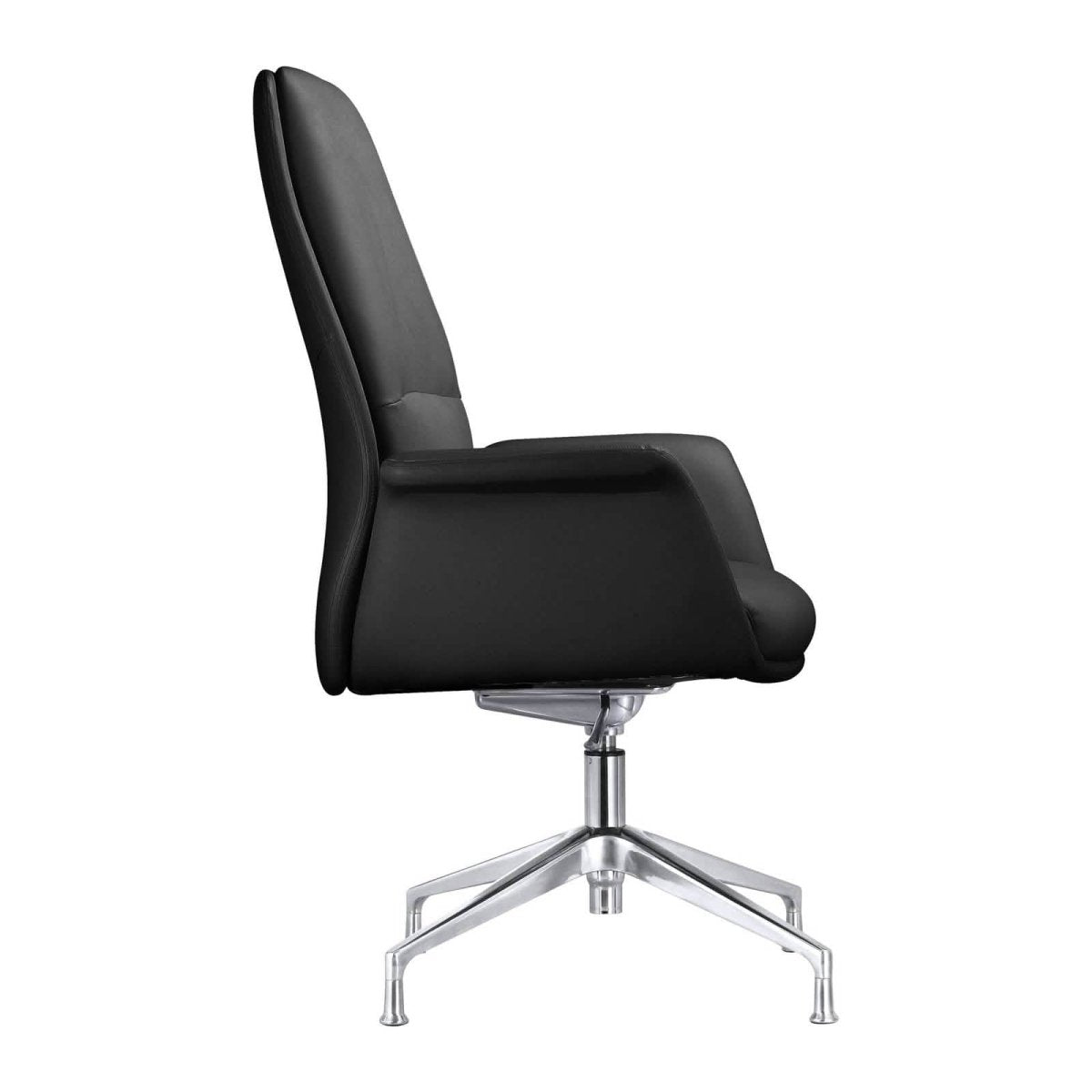 Summit Office Chair in Leather and Aluminum Frame with Adjustable Height and Swivel Black Office Chair Leisuremod