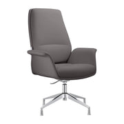 Summit Office Chair in Leather and Aluminum Frame with Adjustable Height and Swivel Grey Office Chair Leisuremod