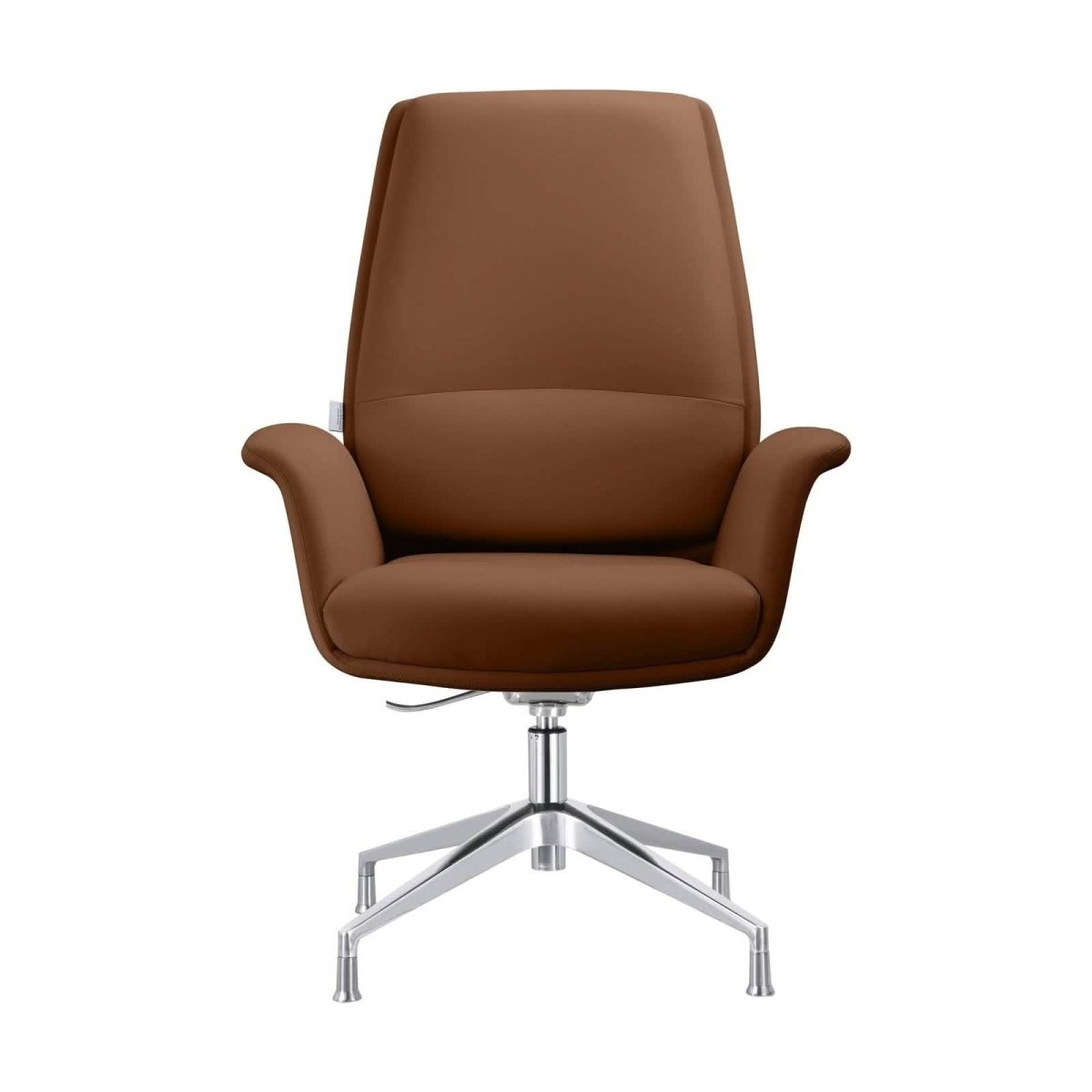 Summit Office Chair in Leather and Aluminum Frame with Adjustable Height and Swivel Dark Brown Office Chair Leisuremod