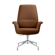 Summit Office Chair in Leather and Aluminum Frame with Adjustable Height and Swivel Dark Brown Office Chair Leisuremod