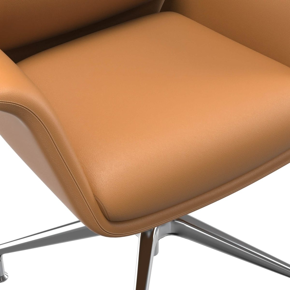 Summit Office Chair in Leather and Aluminum Frame with Adjustable Height and Swivel Acorn Brown Office Chair Leisuremod