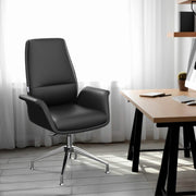 Summit Office Chair in Leather and Aluminum Frame with Adjustable Height and Swivel Black Office Chair Leisuremod