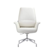 Summit Office Chair in Leather and Aluminum Frame with Adjustable Height and Swivel White Office Chair Leisuremod