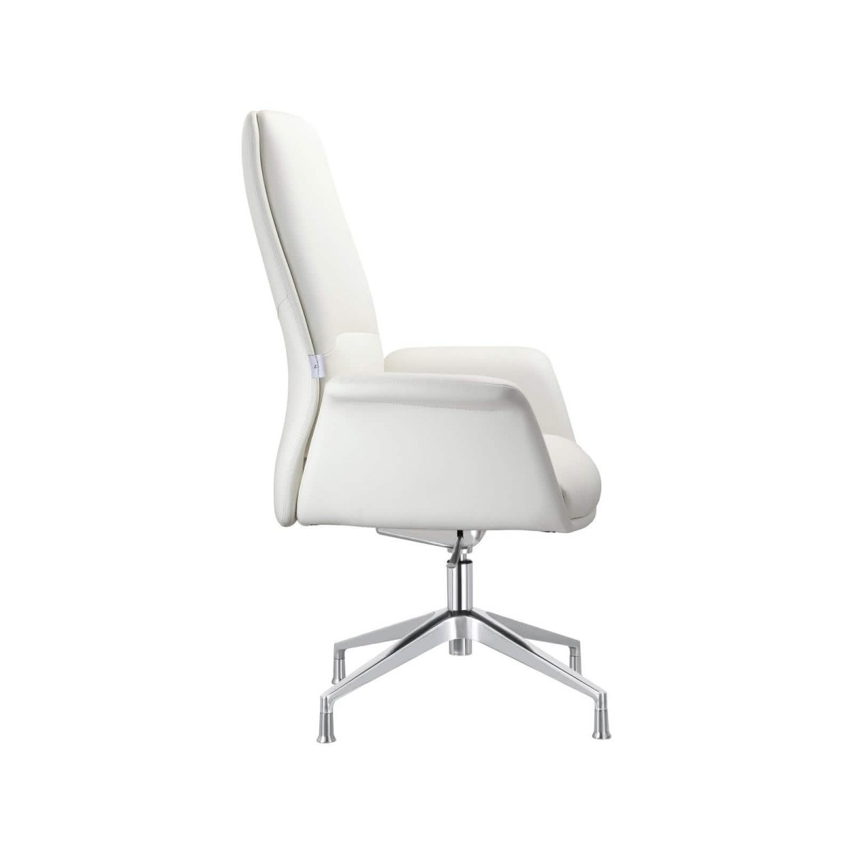 Summit Office Chair in Leather and Aluminum Frame with Adjustable Height and Swivel White Office Chair Leisuremod