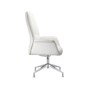 Summit Office Chair in Leather and Aluminum Frame with Adjustable Height and Swivel White Office Chair Leisuremod